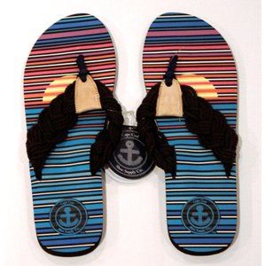 CAPE COD SHOE Vintage Sunset BLUE Braided THONG Flip Flops HAND MADE Rope 11
